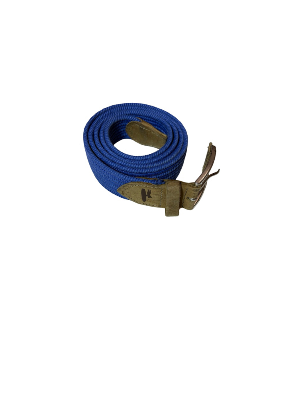 johnnie-O Blue Stretch Belt XXL Leather Trim Preppy Golf Coastal Made USA